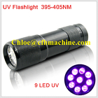 Impermeabilizzi la torcia elettrica/torcia UV della lega di alluminio di colore 395NM 9 a pile asciutti neri LED