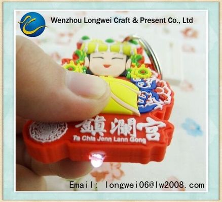 Il PVC molle Keychain, il 2D/3D della torcia elettrica del LED ha colorato i portachiavi a anello del PVC